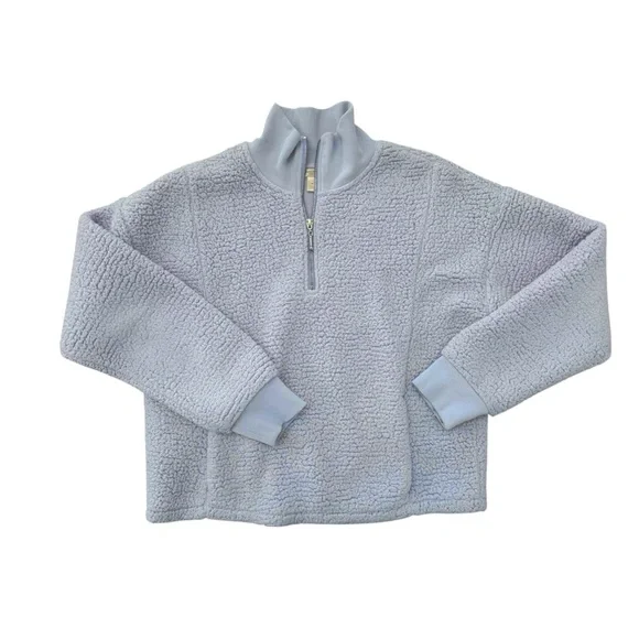 Banana Republic Lavender LuxeSpun Half Zip Sherpa Pullover medium - Picture 2 of 7